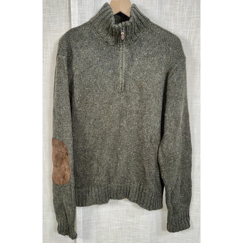 Polo Ralph Lauren Sweater Men's XL Pullover Quarter Zip Preppy Suede Elbow Patch